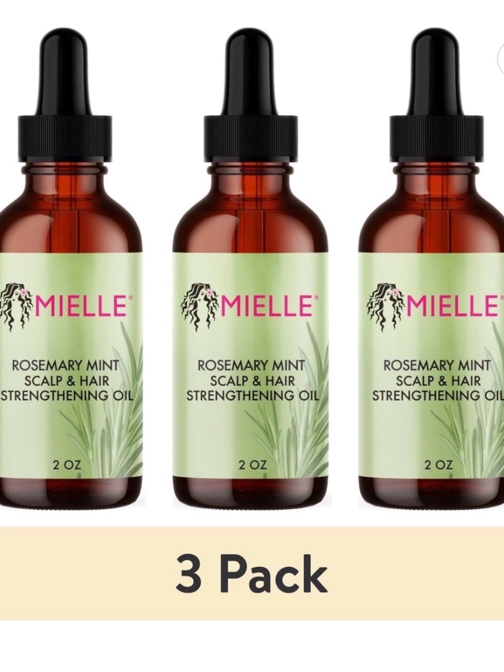 3 Pack Mielle Rosemary Mint Scalp & Hair Strengthening Oil NEW
